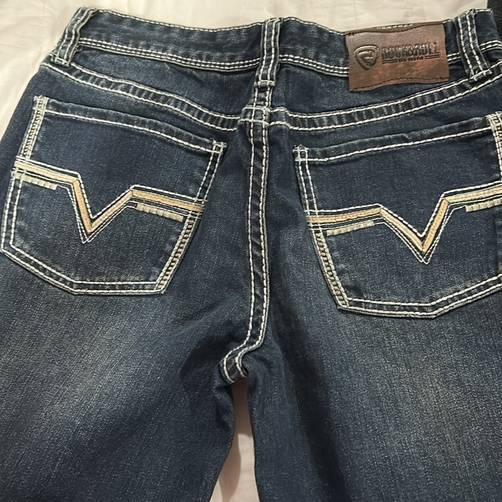 Rock & Roll Blue Relaxed Jeans with Fading and Whiskering Whispering - Picture 3 of 7